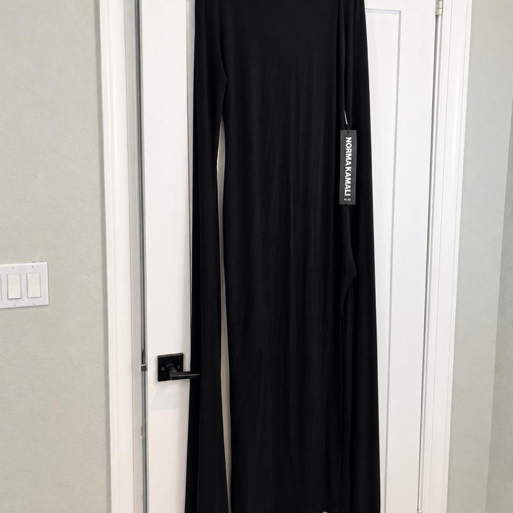 NWT Norma Kamali Ribbon Sleeve Gown Black – XL / 42